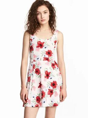 Divided by H&M White Midi Poppy Dress Size 6/4